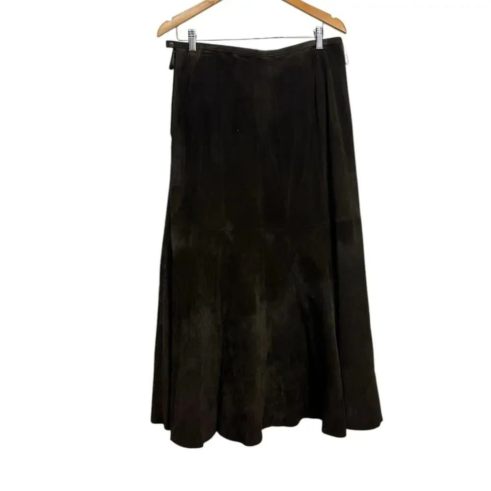 Prosper & Devine Vintage Brown Leather Maxi Skirt‎ Size 8